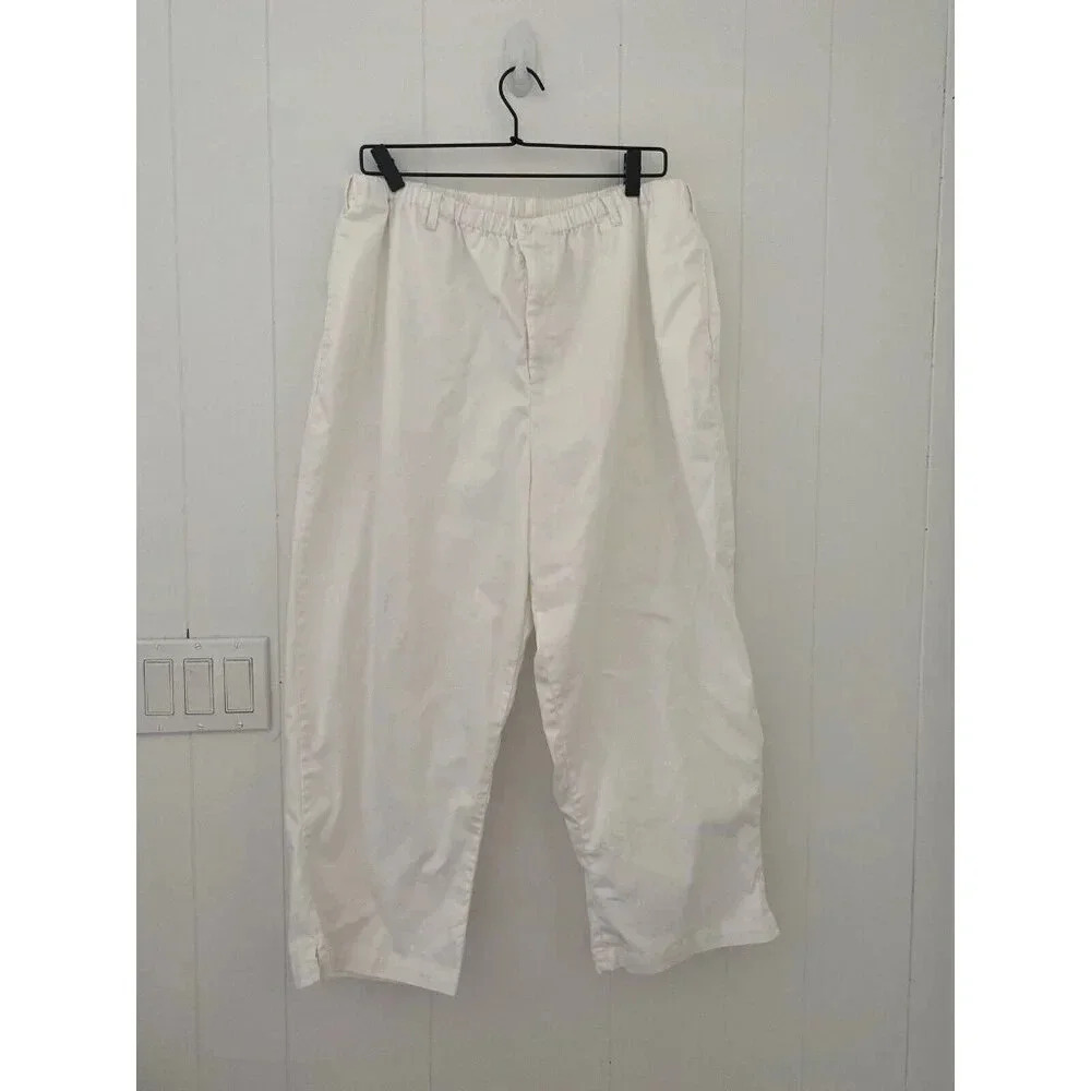 Lands End Elastic Waist Modern Casual Pants 20W Plus Sz White‎ w Pockets I106